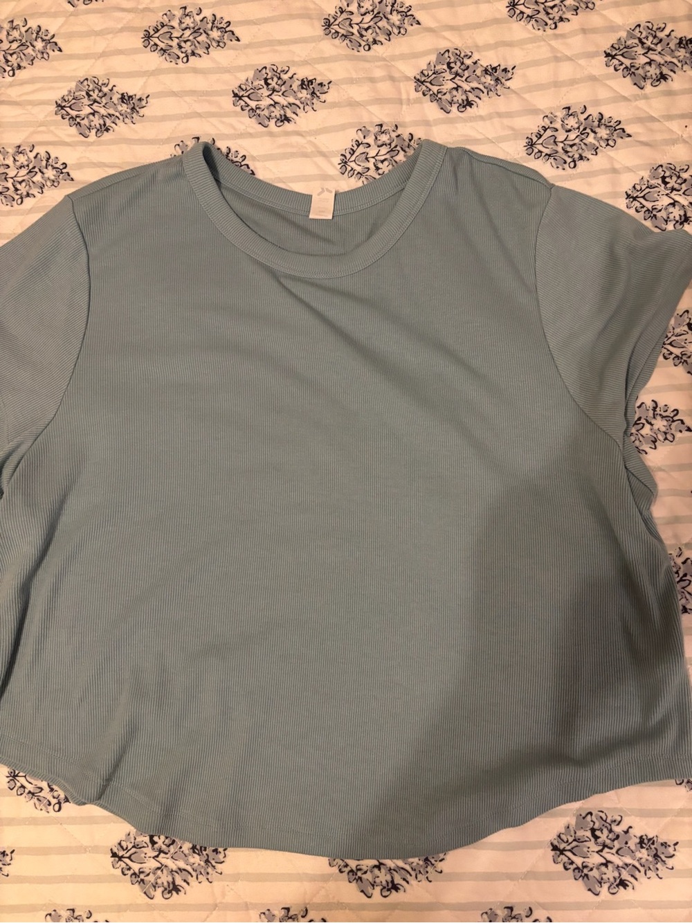Old Navy Light Blue Ribbed Short-Sleeve Tee